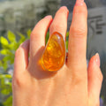 Orange Amber Sterling Silver Super Chunky Ring | Size R