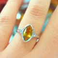 Bezel-Set Marquise-Shaped Madeira Citrine Sterling Silver Ring | Size M ½