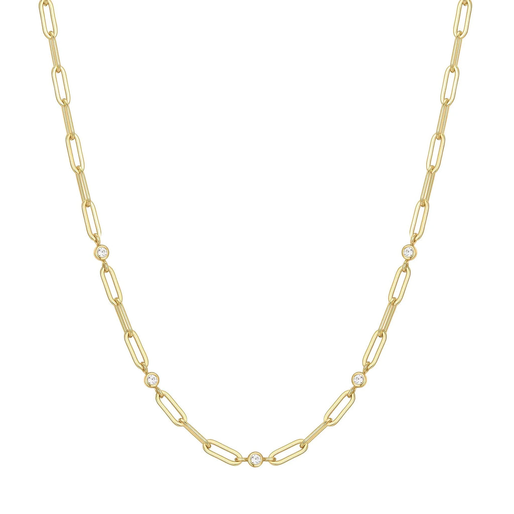 Gold Bezel Station Paper Clip Chain Necklace | Ania Haie