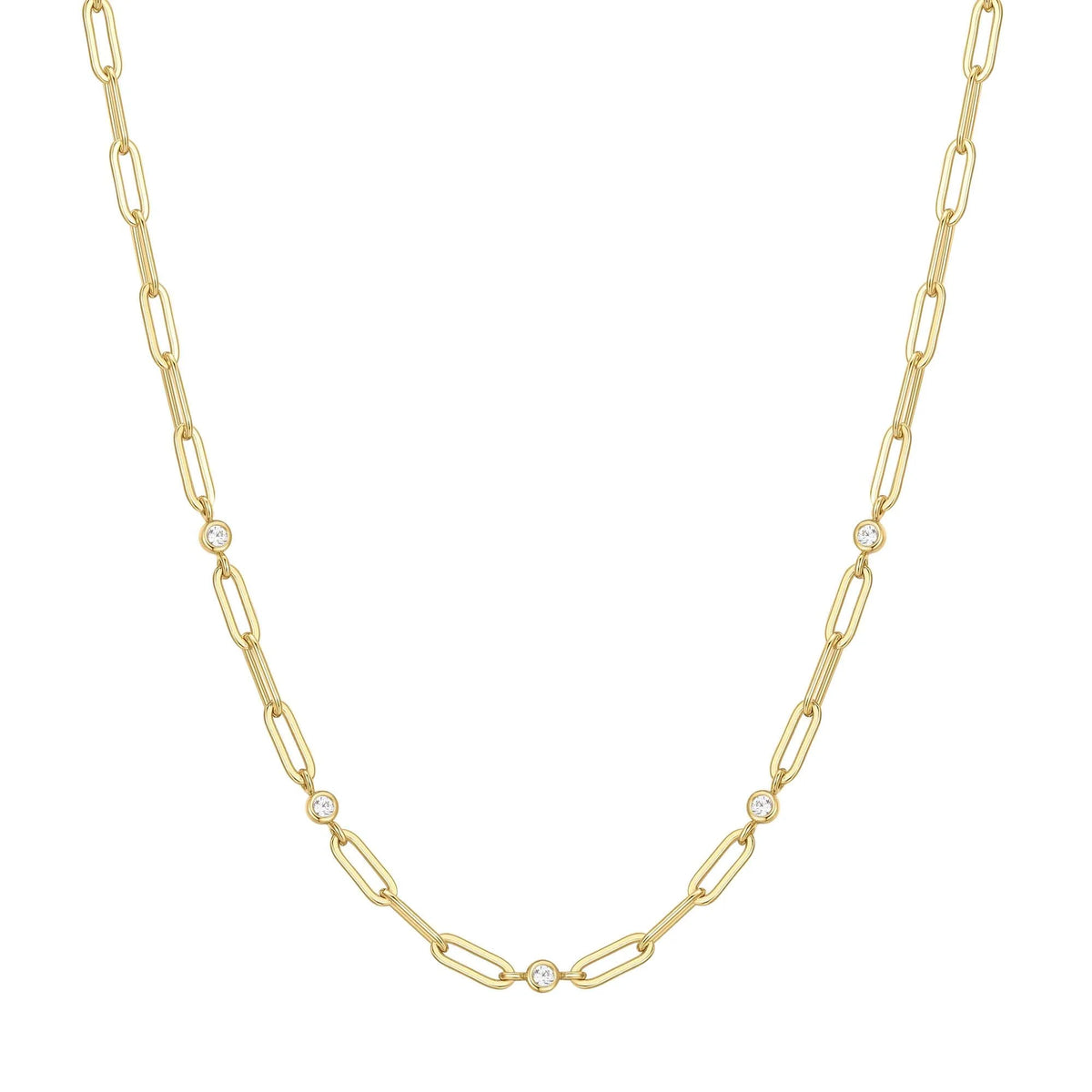 Gold Bezel Station Paper Clip Chain Necklace | Ania Haie