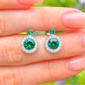 Green Cubic Zirconia Sterling Silver Stud Earrings
