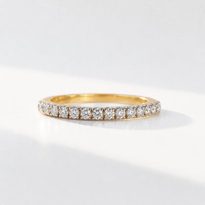 Modern Half Eternity Diamond 9ct Yellow Gold Band Ring | Size L ½