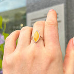 Yellow Butterscotch Amber Sterling Silver Marquise Cut Ring