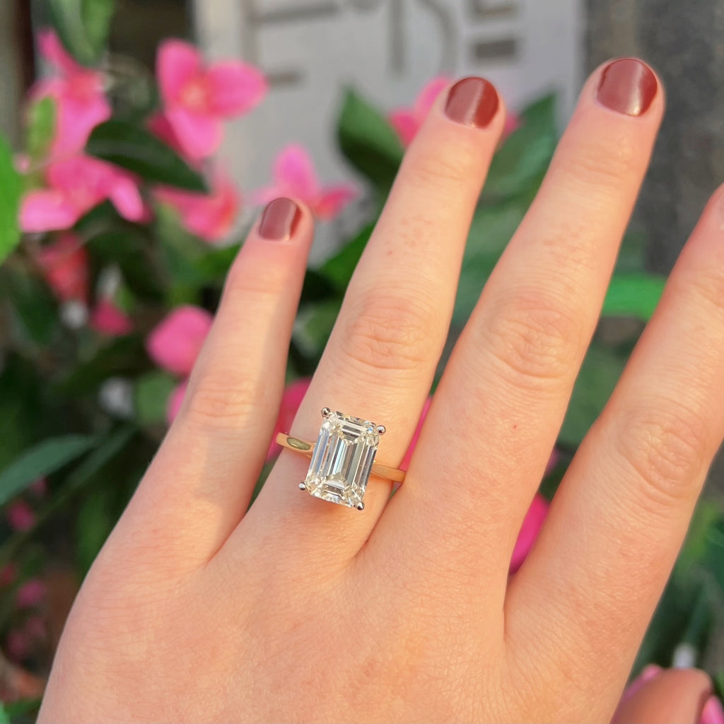 5ct Emerald-Cut Lab-Grown Diamond 18ct Yellow Gold Engagement Ring | Size L ½