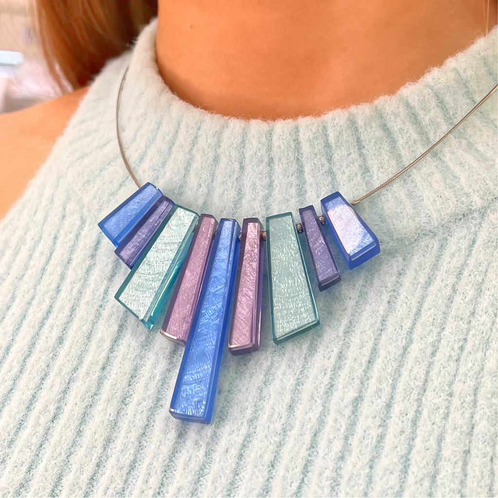 Pre-Order | Blue and Purple Art Deco Shard Necklace | Watch This Space