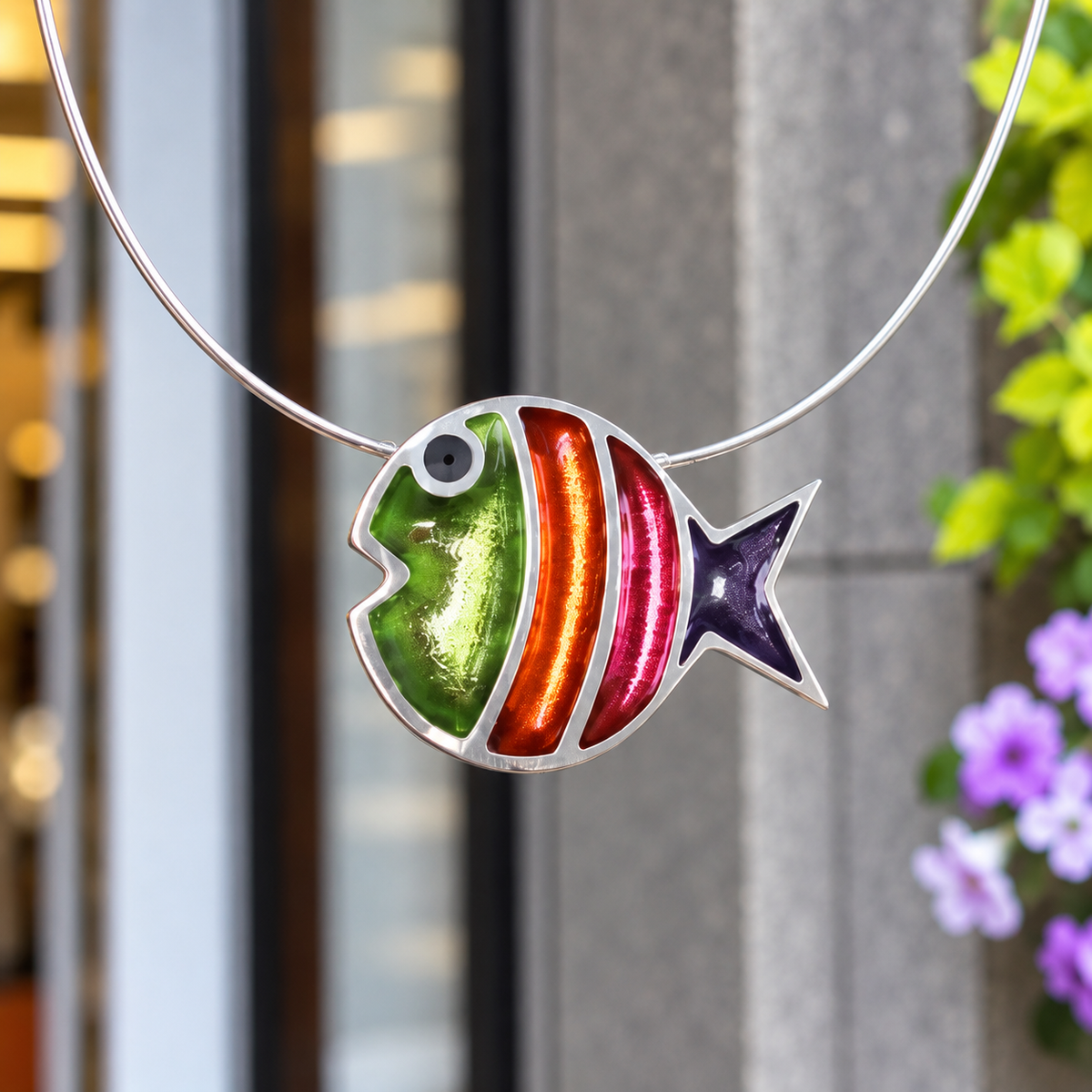 Sherbet Stripe Bubble Fish Necklace | Watch This Space