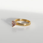 Handmade Vintage Amethyst 9ct Yellow Gold Heart Solitaire Ring | Size M