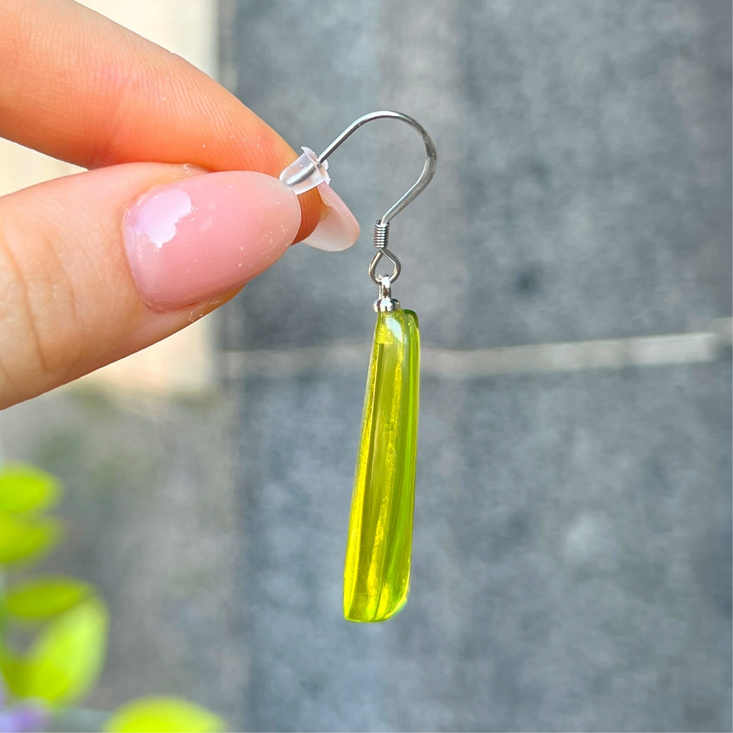 ‘Watch This Space’ Green Icicle Drop Earrings