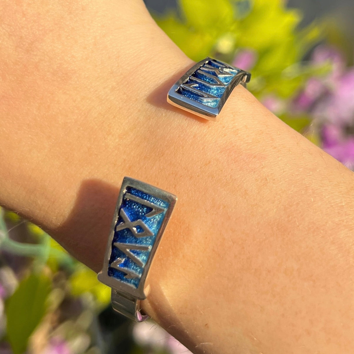 Runic 'Orkney Isles' Sterling Silver Bangle | Sheila Fleet