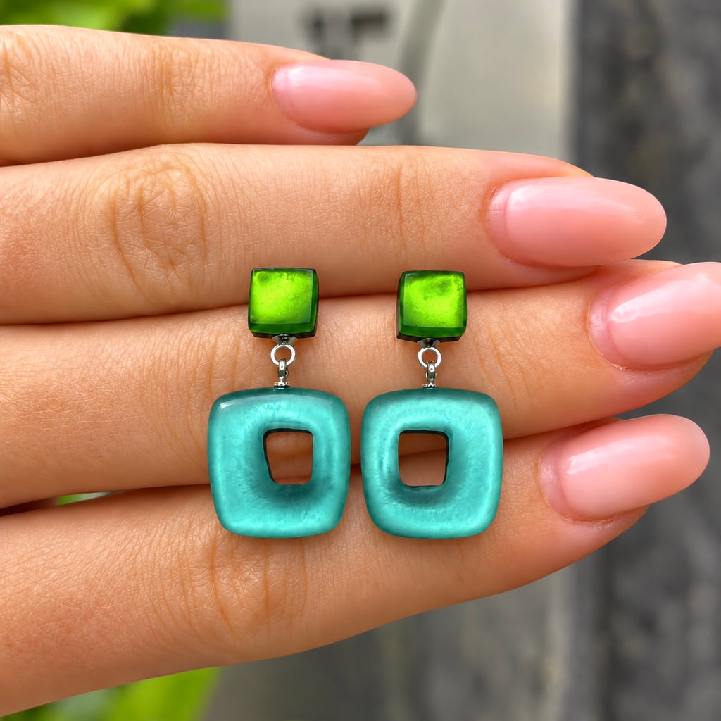 Pre-Order | Zest Hollow Square Drop Earrings | Watch This Space