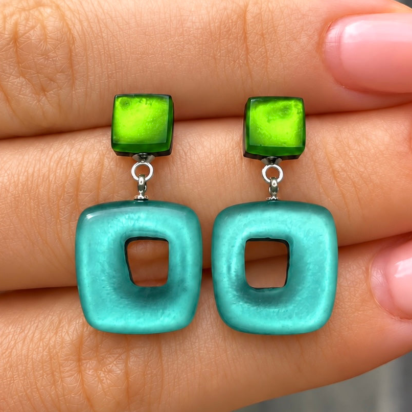 Pre-Order | Zest Hollow Square Drop Earrings | Watch This Space