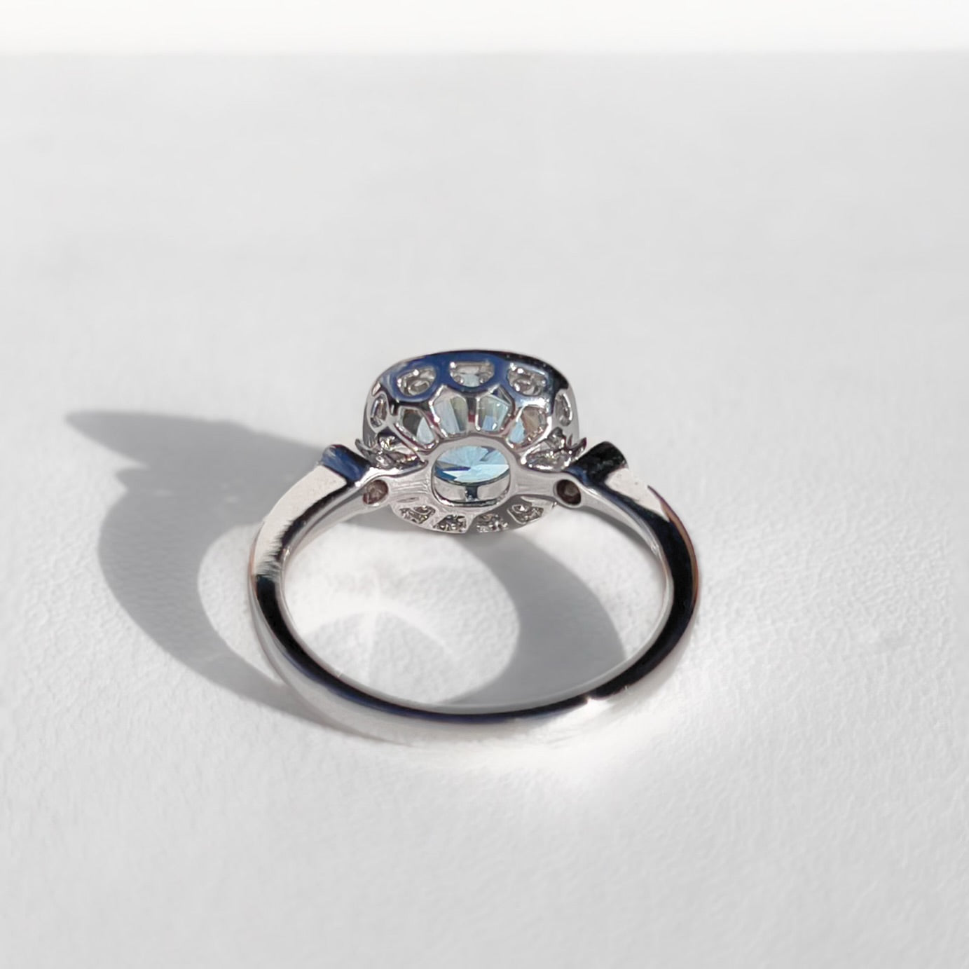 Ethereal 18ct White Gold Aquamarine and Diamond Ring - Size M ½