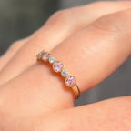 Pink Sapphire and Diamond 9ct Yellow Gold Half Eternity Ring | Size N