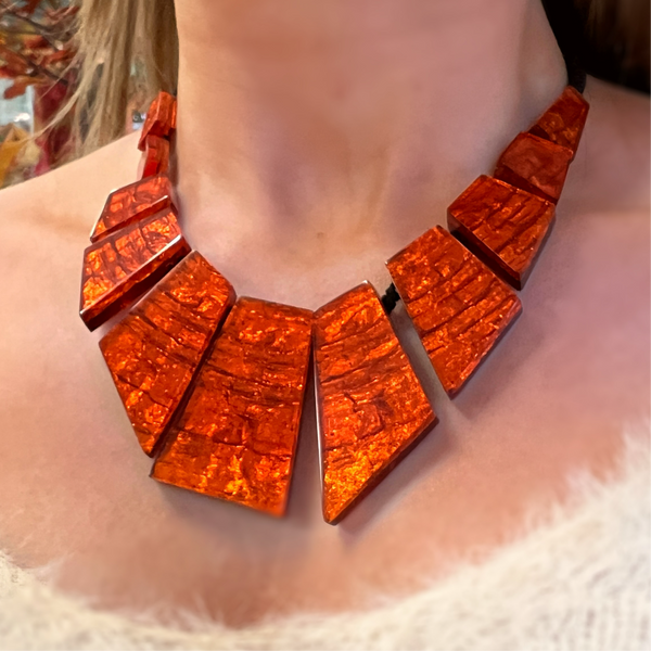 Watch This Space Chunky Orange Statement Necklace