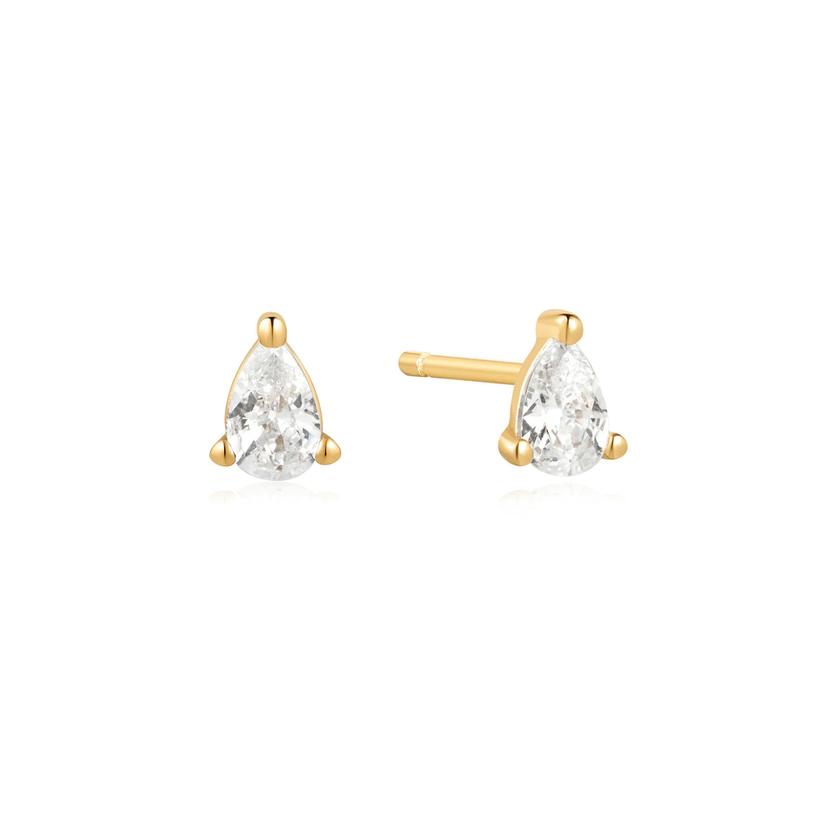 14ct Gold Plated Pear Cubic Stud Earrings | Ania Haie