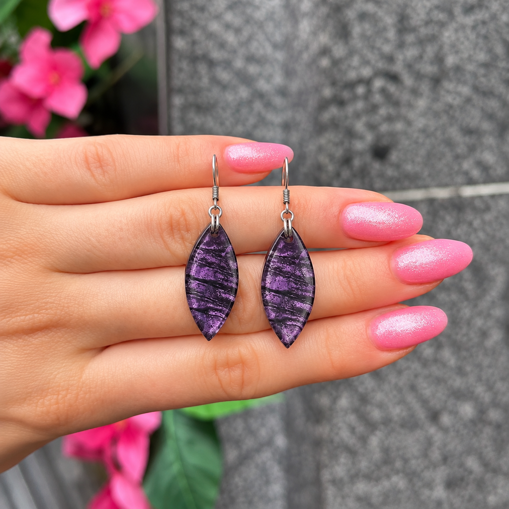 Purple Aztec Petal Drop Earrings | Watch This Space