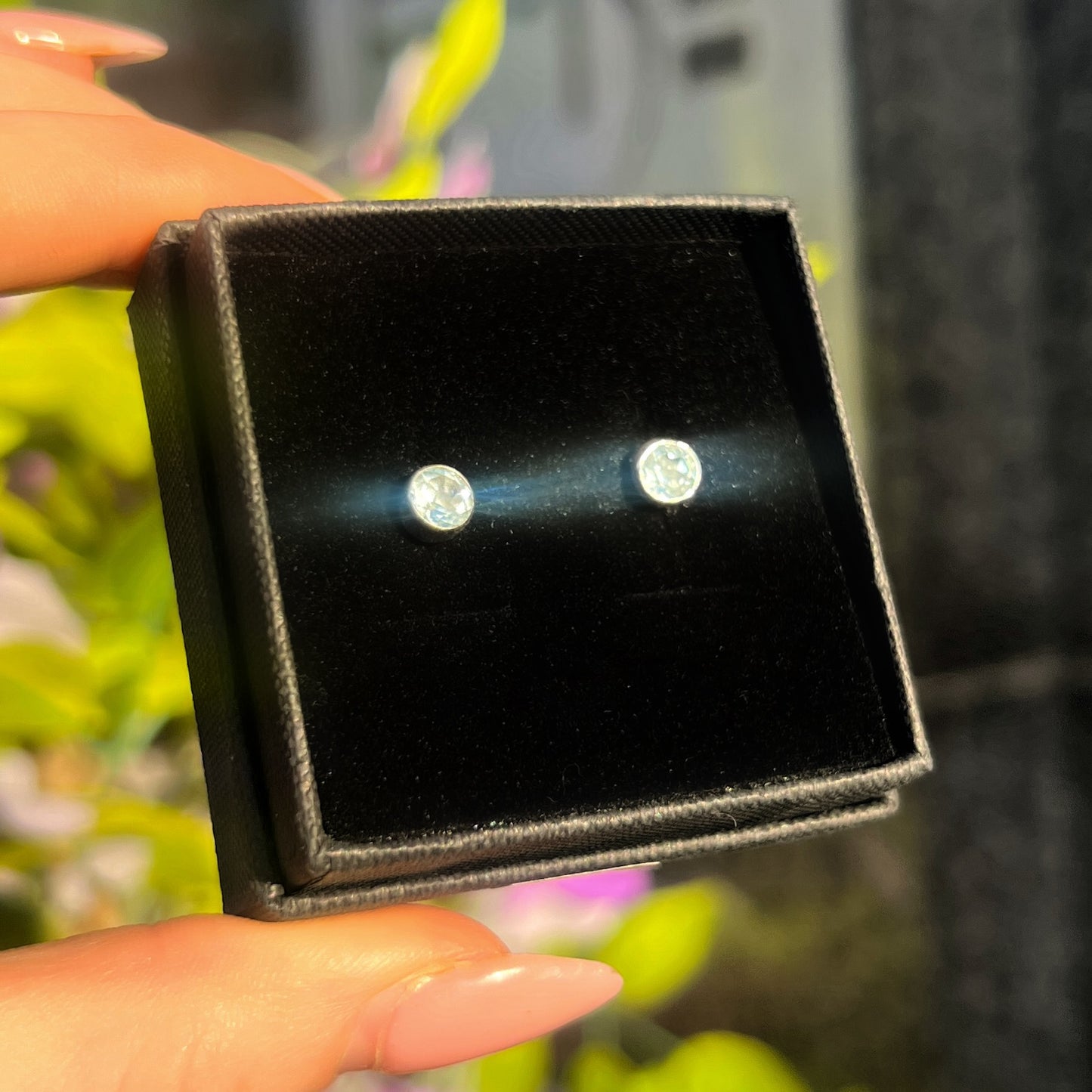 Sterling Silver Blue Topaz Stud Earrings