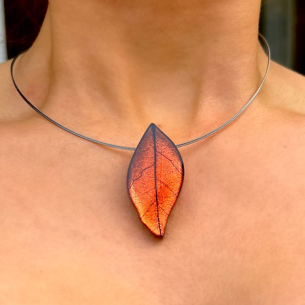 ‘Watch This Space’ Orange Leaf Necklace (Pre-order)