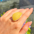 Yellow Butterscotch Amber Sterling Silver Chunky Ring | Size T