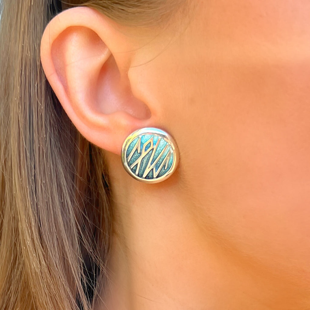 Runic 'True Love' Hidden Message Enamel Sterling Silver Stud Earrings | Sheila Fleet