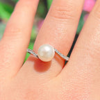 Pearl and Diamond 9ct Yellow Gold Twist Ring | Size L