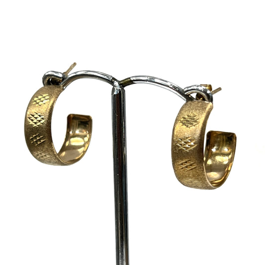 Vintage 9ct Yellow Gold Small Patterned Hoop Earrings