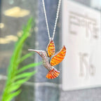 Amber Sterling Silver Bird Necklace