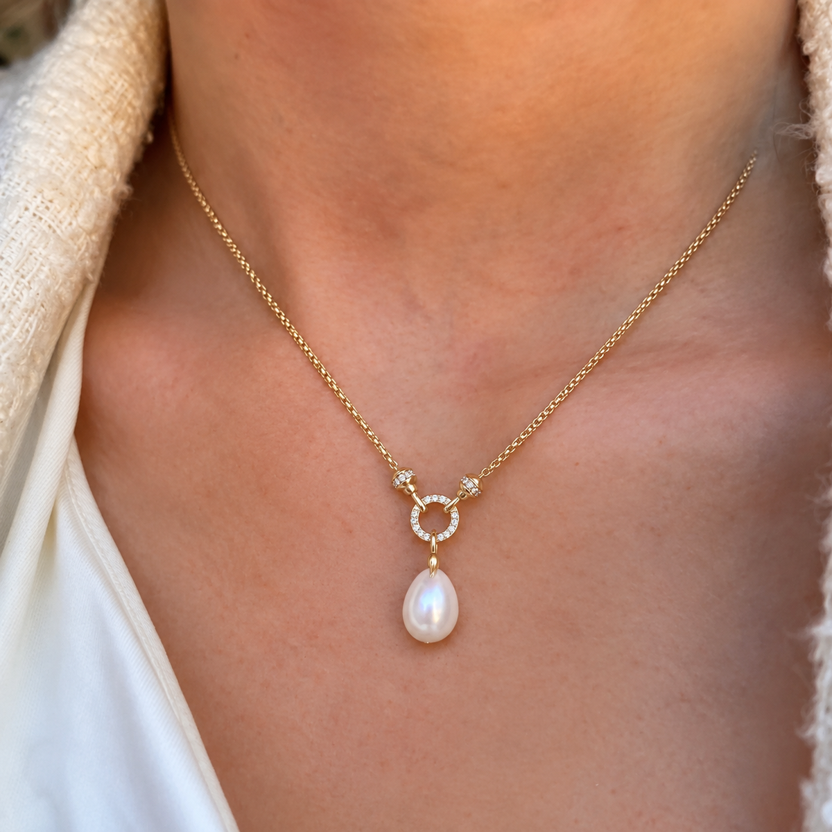 Gold Linked Shell Pearl Drop Pendant Necklace | Ania Haie
