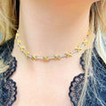 Cubic Zirconia Sterling Silver and Gold Plated Kisses Necklace