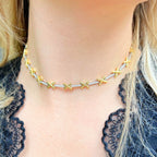 Cubic Zirconia Sterling Silver and Gold Plated Kisses Necklace