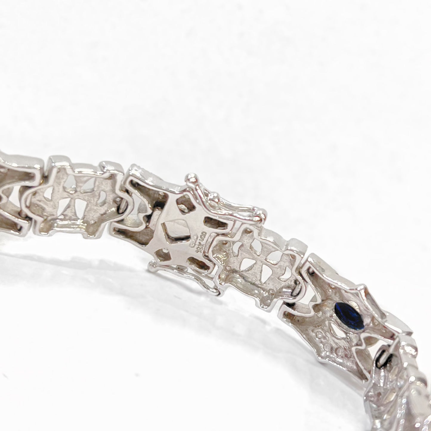 Exquisite Vintage 18ct White Gold Sapphire and Diamond Bracelet