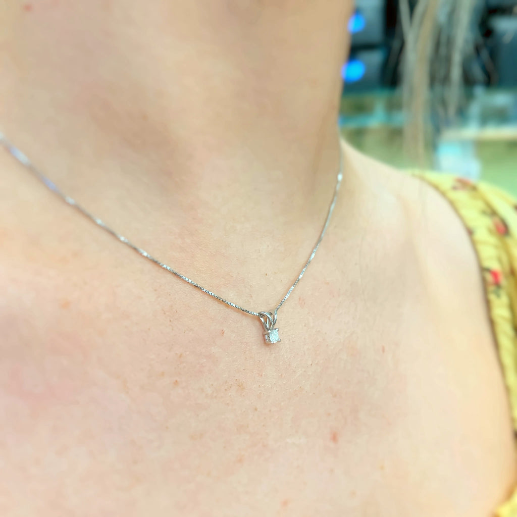 Diamond 9ct White Gold Dainty Necklace