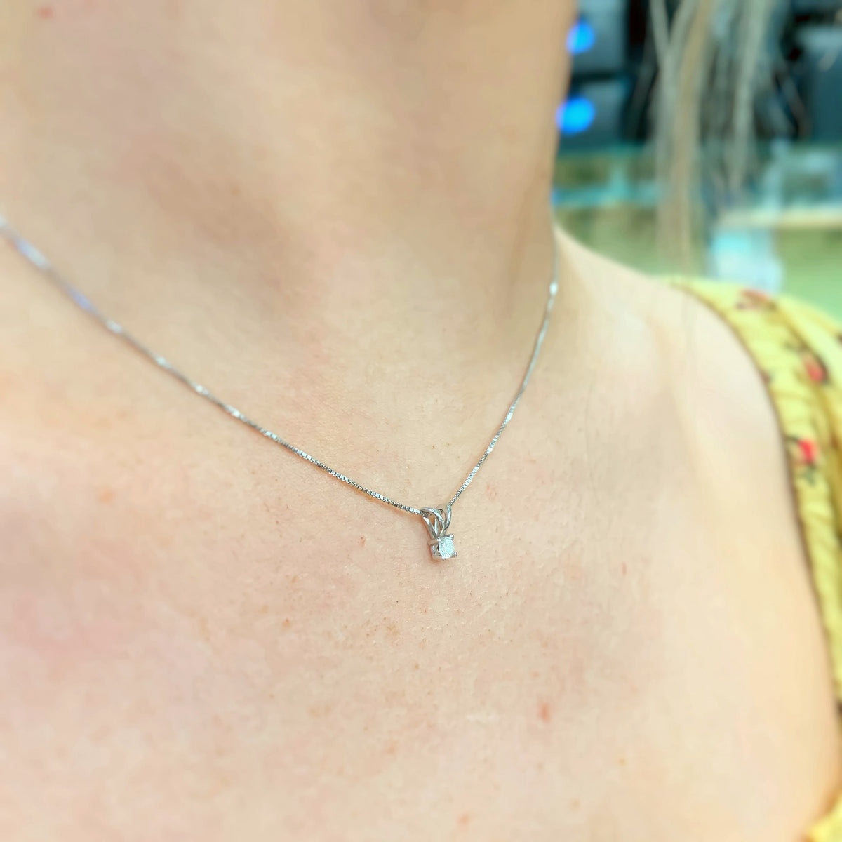 Diamond 9ct White Gold Dainty Necklace