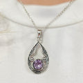 Oxidised Detailed Amethyst Sterling Silver Necklace