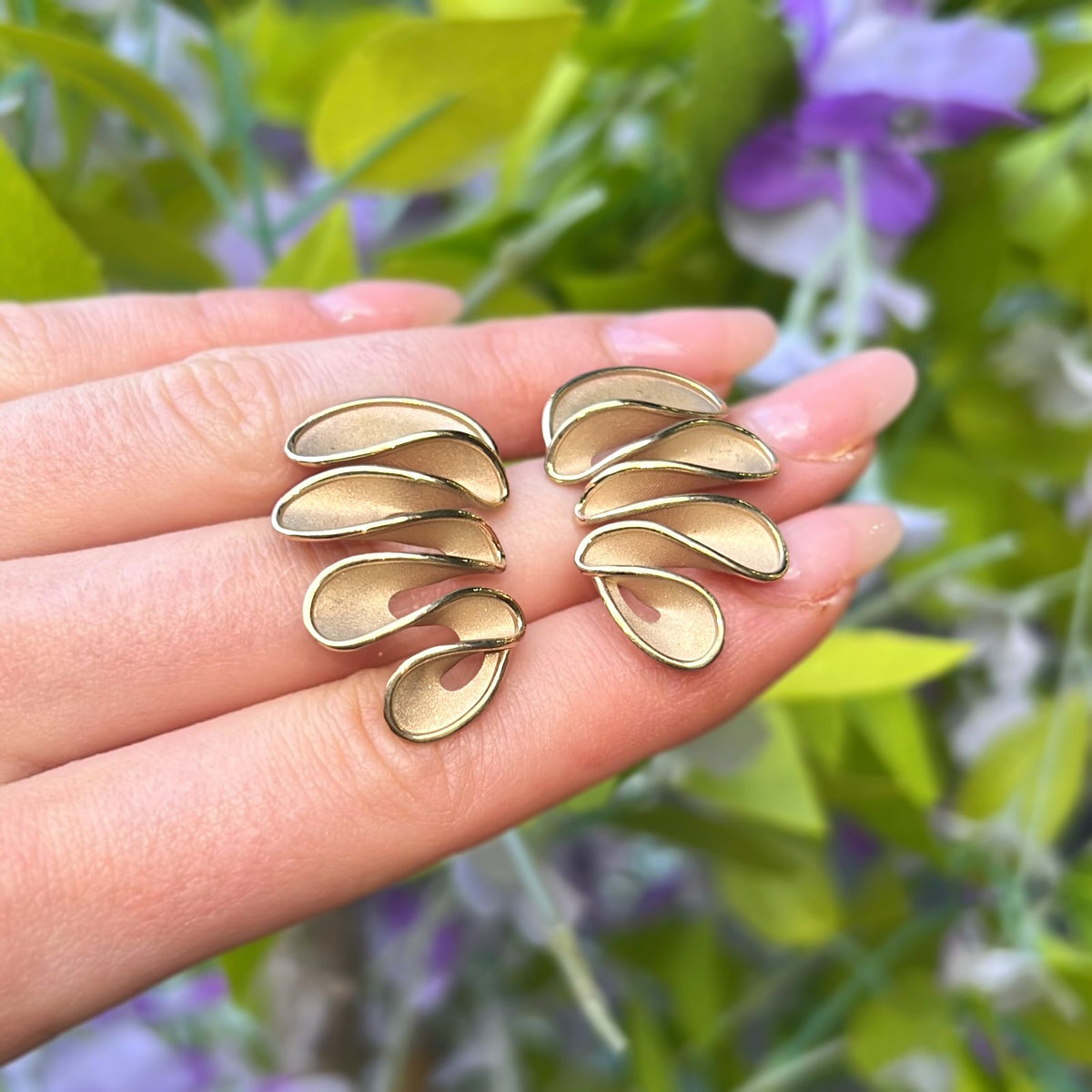 9ct Yellow Gold 3D Wave Design Earrings