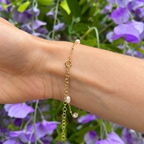 Dainty Sterling Silver 9ct Gold Plated Pearl Station Bracelet