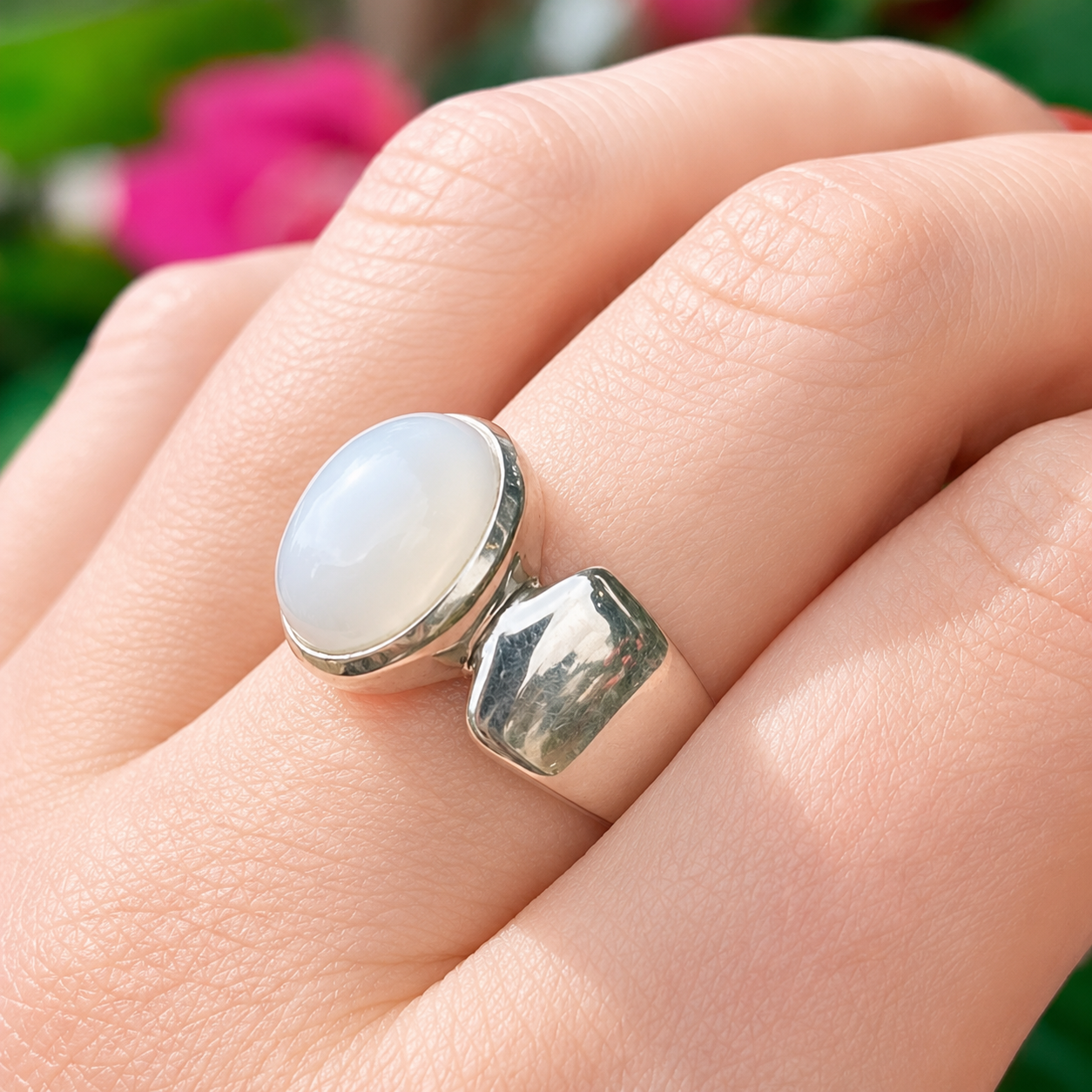 Moonstone Sterling Silver Chunky Ring | Size R ½