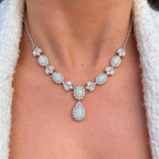 Opal & Cubic Zirconia Sterling Silver Necklace