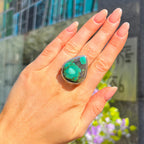 Pear Cut Green Turquoise Sterling Silver Ring | Size O