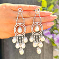 Freshwater Pearl & Cubic Zirconia Sterling Silver Drop Earrings