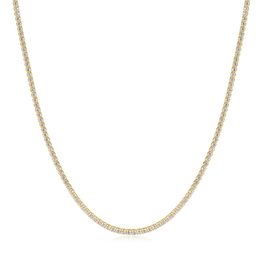 Gold on Silver Pavé Cubic Zirconia Tennis Necklace | Ania Haie