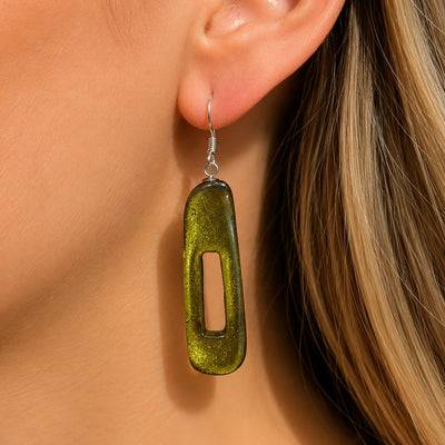Pistachio Elongated Rectangles Drop Earrings | Watch This Space