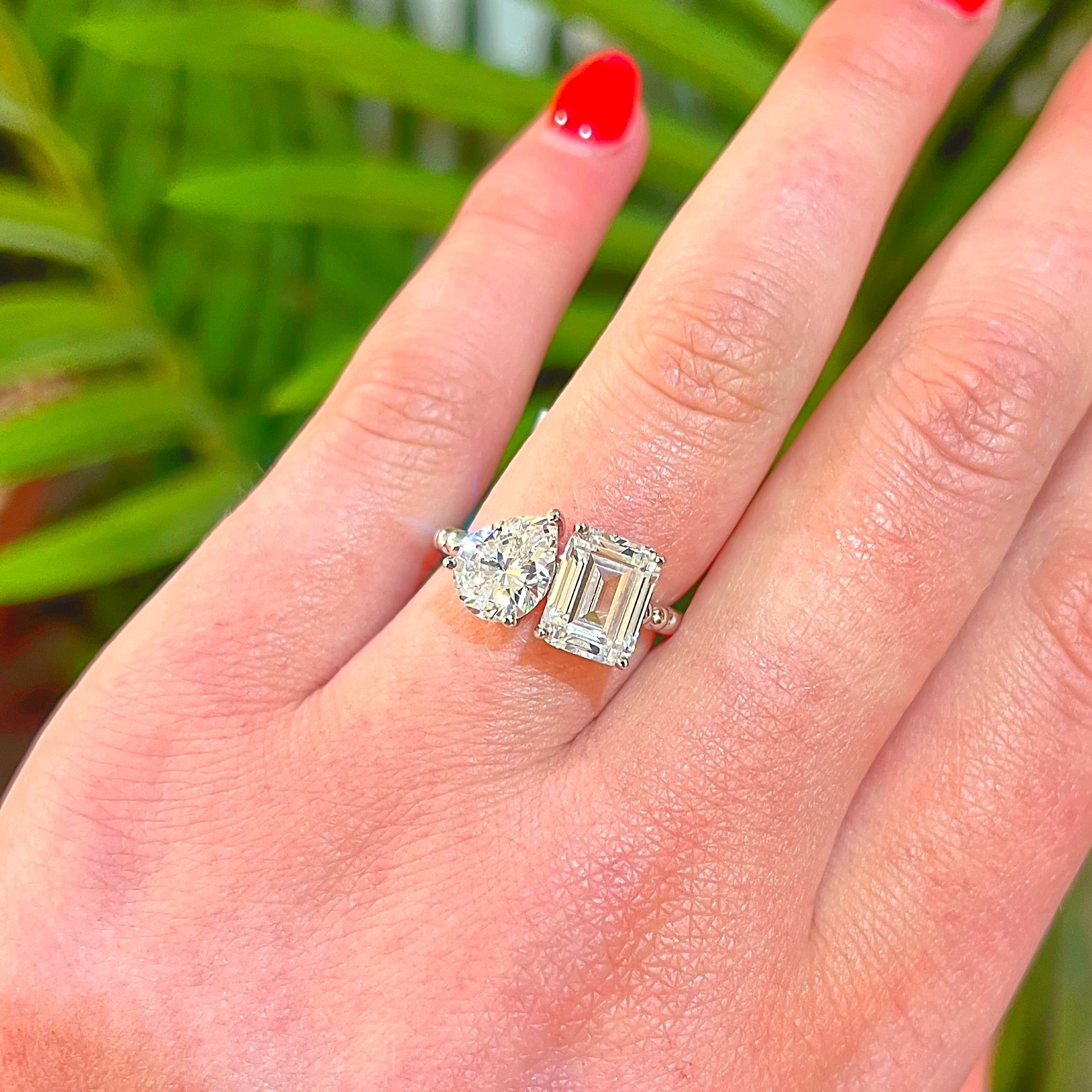 Cubic Zirconia Sterling Silver 'Toi et Moi' Ring | Size M