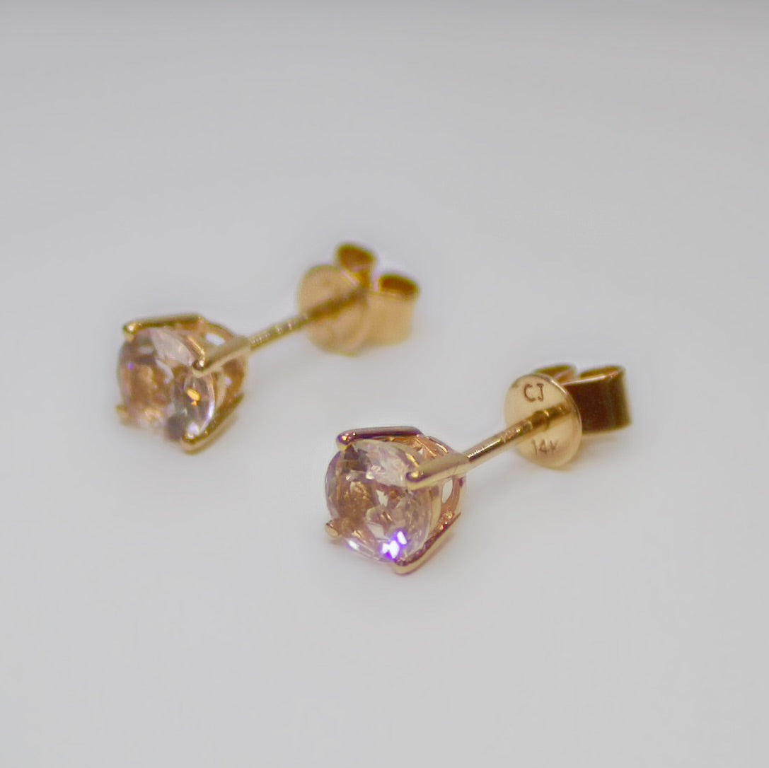 Vintage 14ct Rose Gold Morganite Stud Earrings