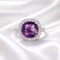 'The Elizabeth' Amethyst and Diamond 18ct White Gold Dress Ring | Size N ½