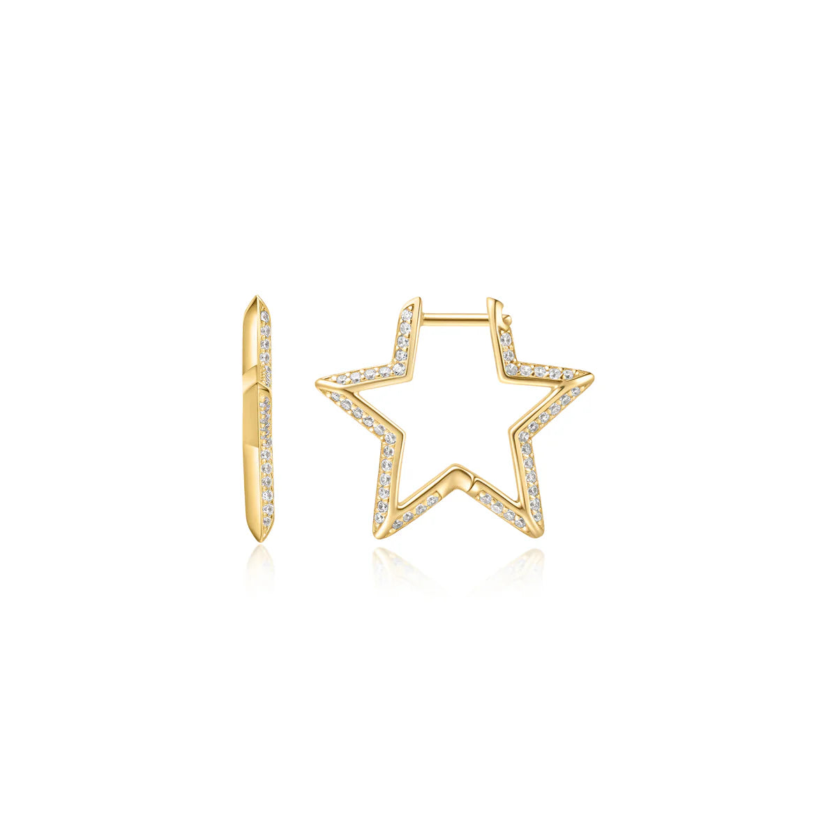 Ania Hae Gold Medium Star Pavé Hoop Earrings