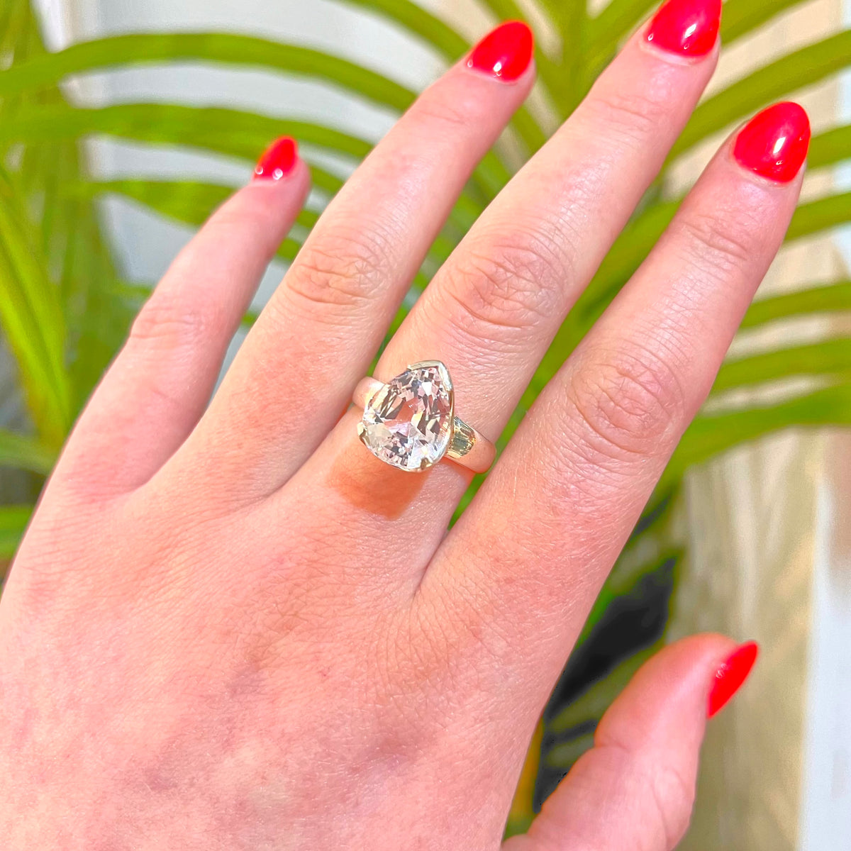 Kunzite Sterling Silver Pear Cut Ring | Size Q