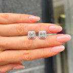 Square Diamond 9ct White Gold Stud Earrings