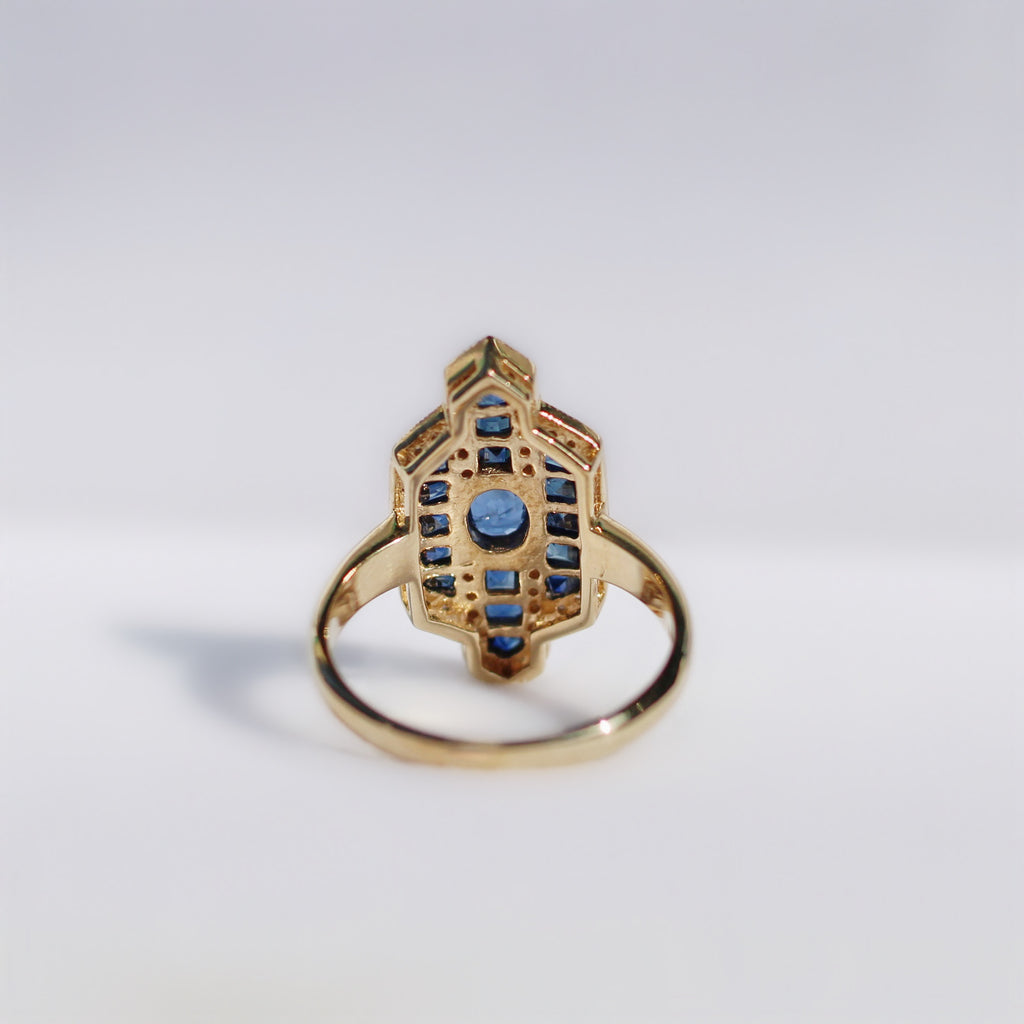 Sapphire and Diamond 18ct Yellow Gold Ring | Size N