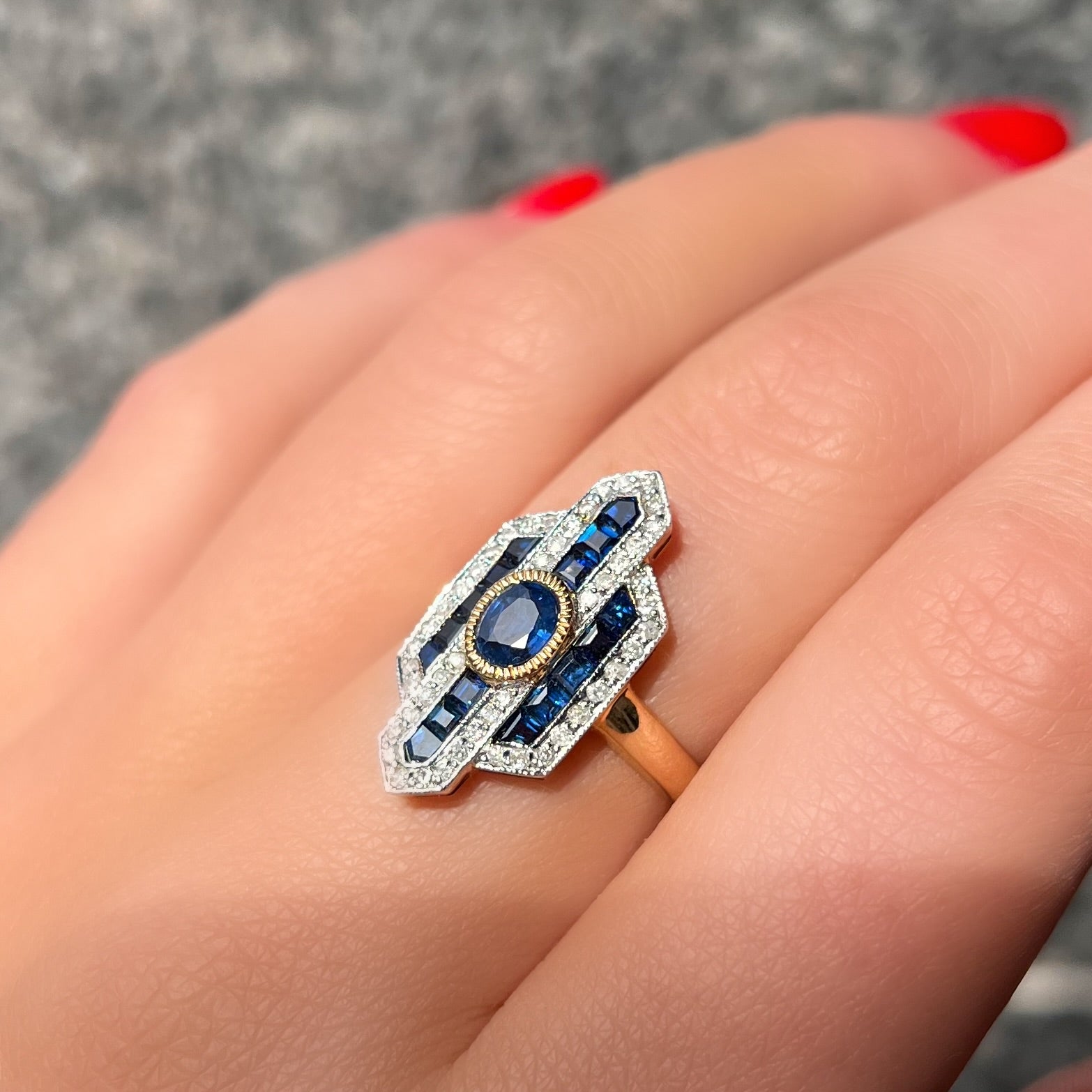 Sapphire and Diamond 18ct Yellow Gold Ring | Size N
